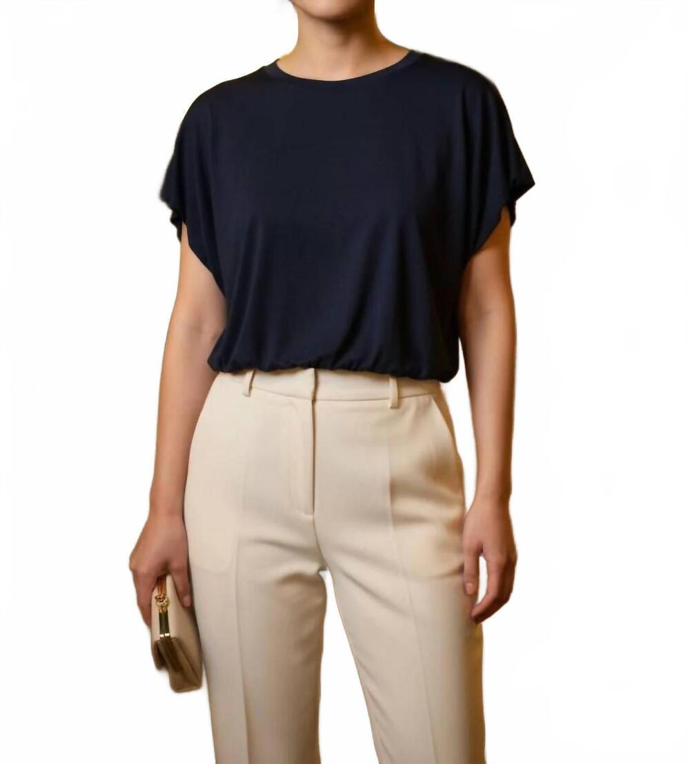 NEW UMGEE women's bamboo fabric bubble sleeve knit top in black